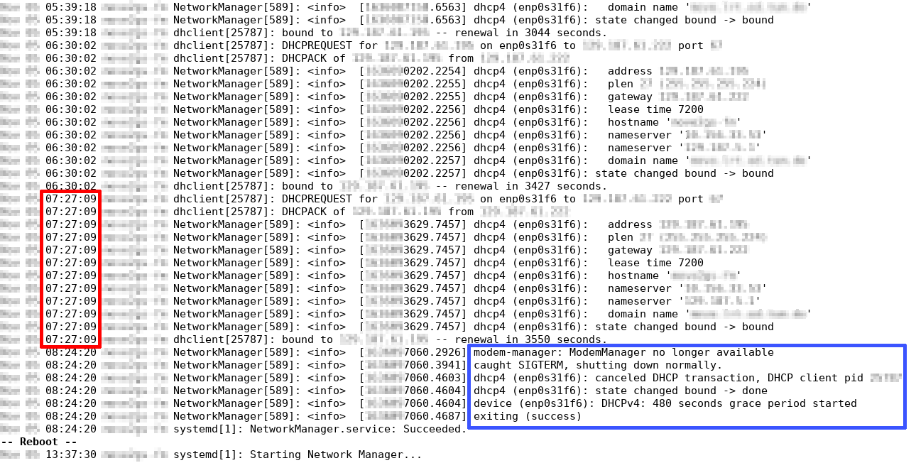 Logs from just before the reboot
